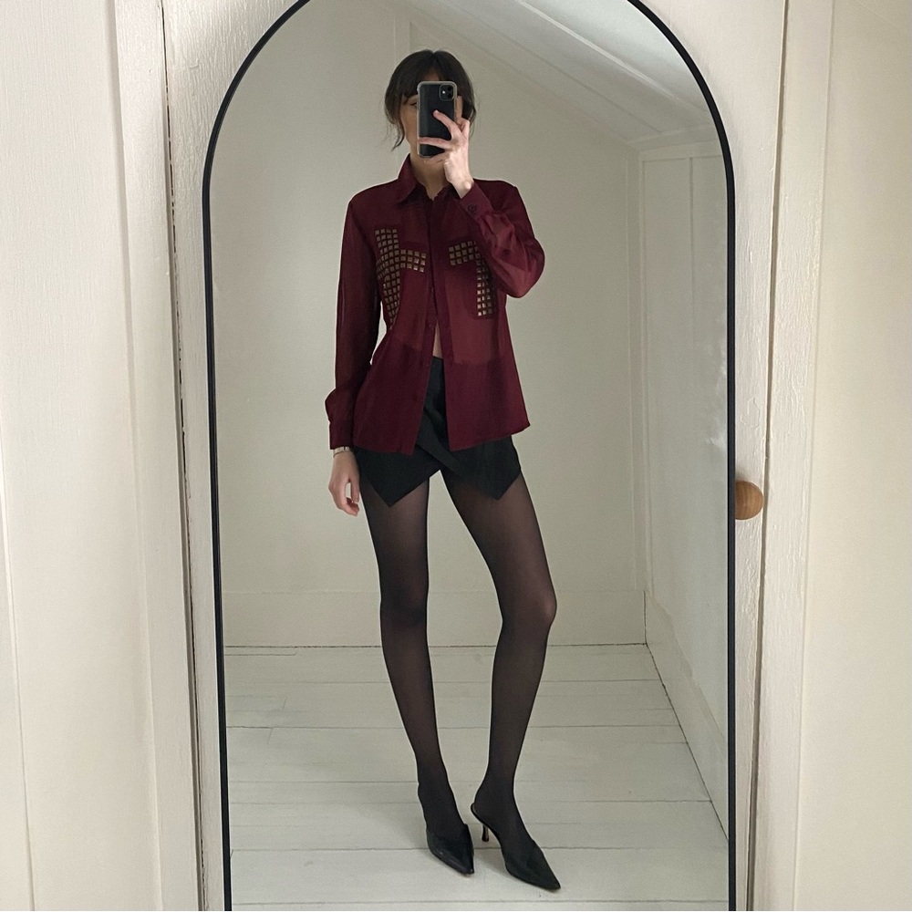 Tobi Y2K Sheer Studded Button Down Shirt